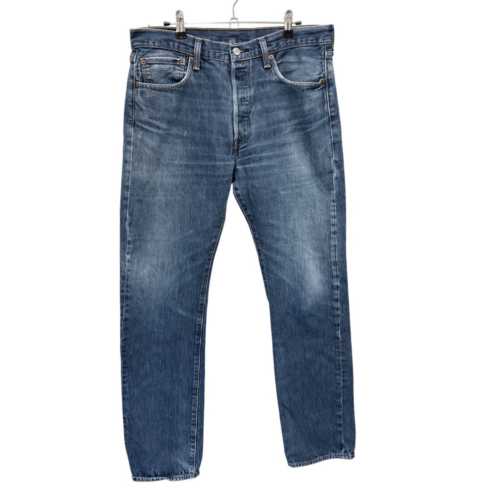 Levis 501 Jeans Mens W33 L34 Blue Excellent Straight Leg Button Fly Denim